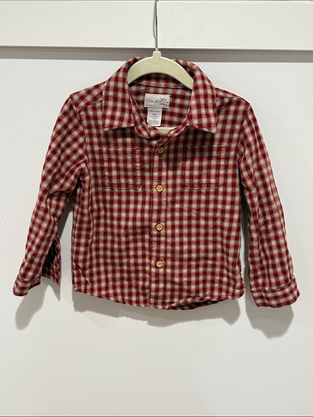 Little Plates Red and Cream Plaid Button-Down Shirt